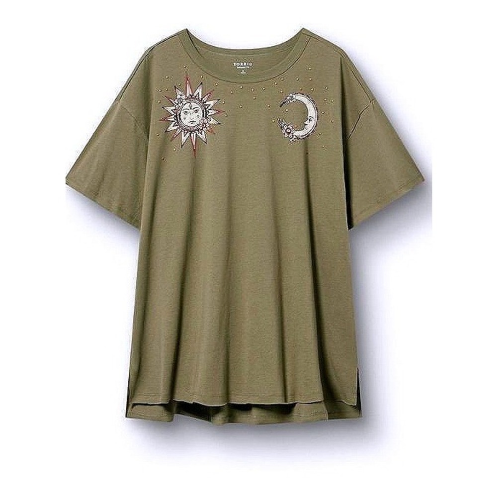 NWT Torrid Boxy Tee Sun Moon Tattoo Four Leaf Clover 2X